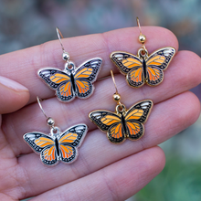 Load image into Gallery viewer, Monarch Butterfly Dangle Earrings: Gold