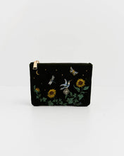 Load image into Gallery viewer, Sunflower Green Velvet Embroidered Pouch