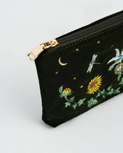 Load image into Gallery viewer, Sunflower Green Velvet Embroidered Pouch