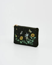 Load image into Gallery viewer, Sunflower Green Velvet Embroidered Pouch