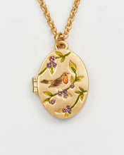 Load image into Gallery viewer, Robin & Blackberry Gold Oval Locket Necklace