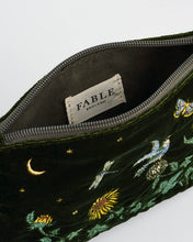 Load image into Gallery viewer, Sunflower Green Velvet Embroidered Pouch