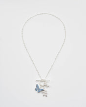Load image into Gallery viewer, Blue Butterfly & Leaf Silver Necklace