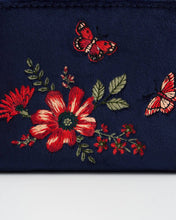 Load image into Gallery viewer, Floral Navy Velvet Purse