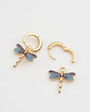 Load image into Gallery viewer, Dragonfly Charm Huggie Earrings