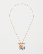 Load image into Gallery viewer, Enamel Blue Butterfly & Leaf Charm Necklace