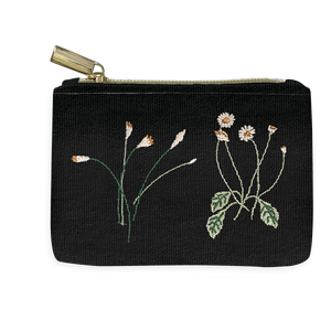 Delicate Floral Black Coin Pouch