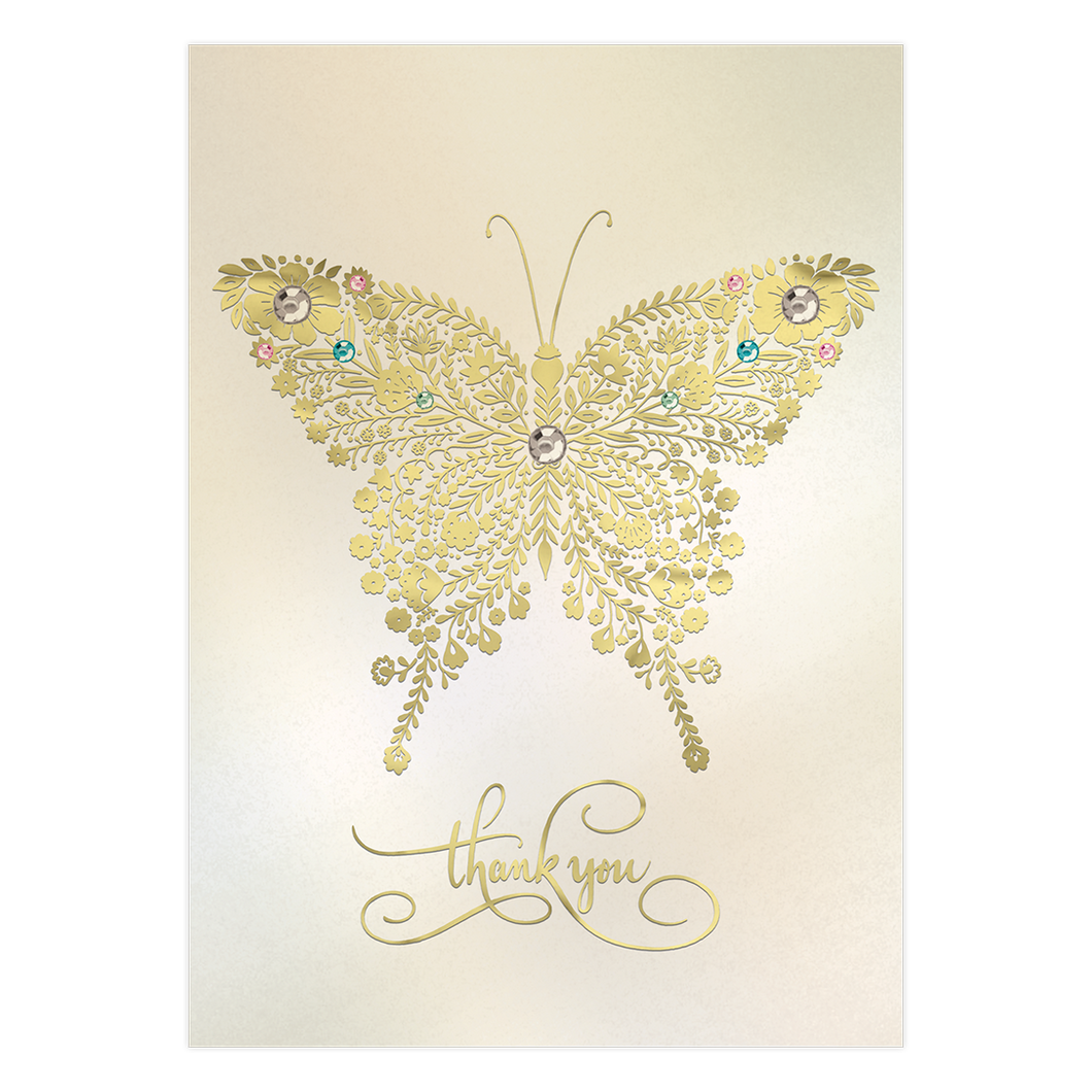 Golden Butterfly Thank You Card