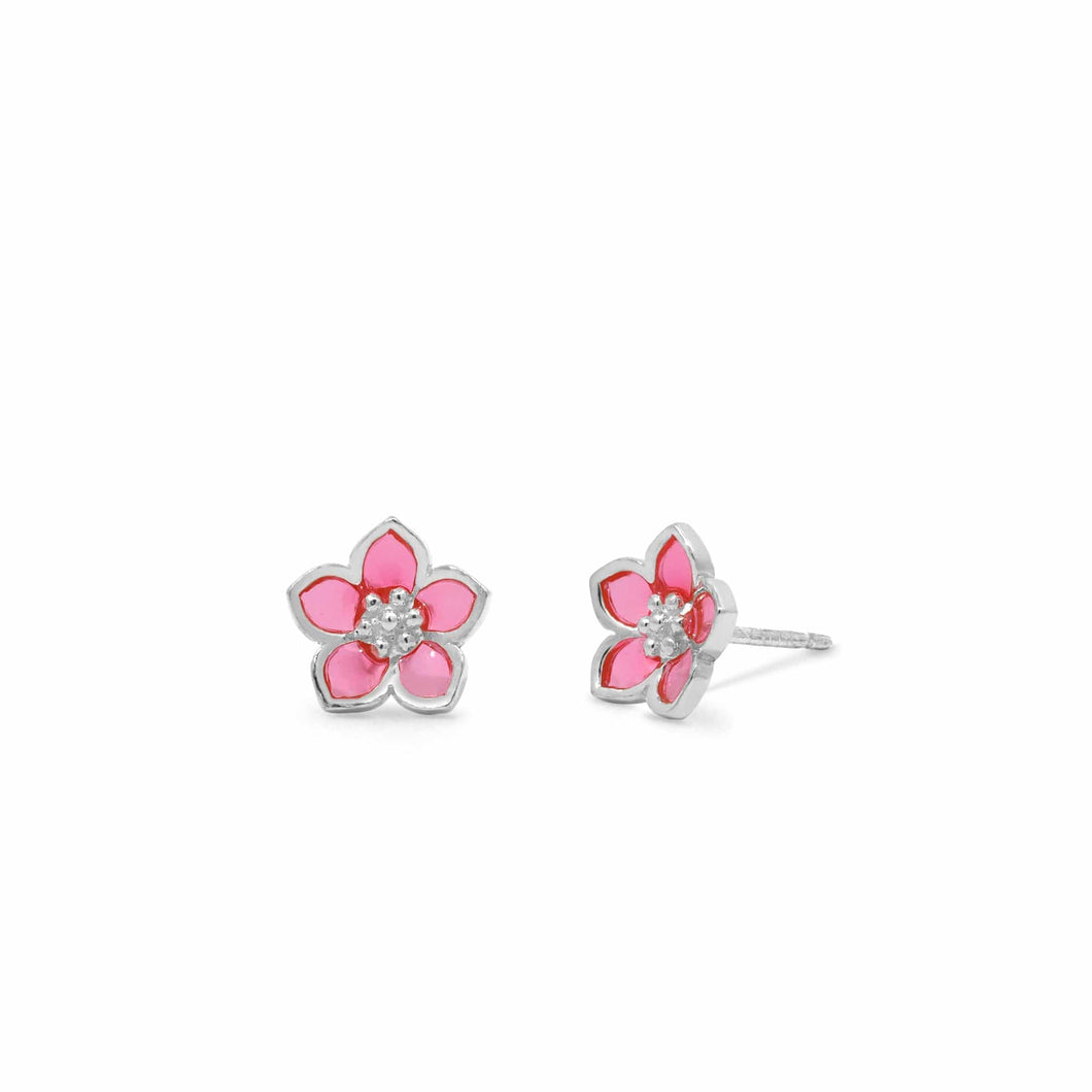 SS Pink Cherry Blossom Stud Earrings