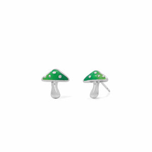 SS Green Aura Mushroom Stud Earrings