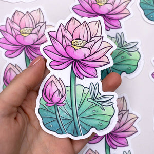 Lotus Flower Waterproof Vinyl Sticker