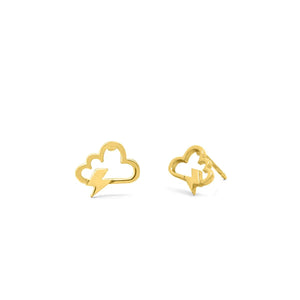 Lightning Cloud 14k Gold Plated Stud Earrings