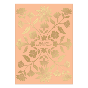 Gold Floral Birthday Card
