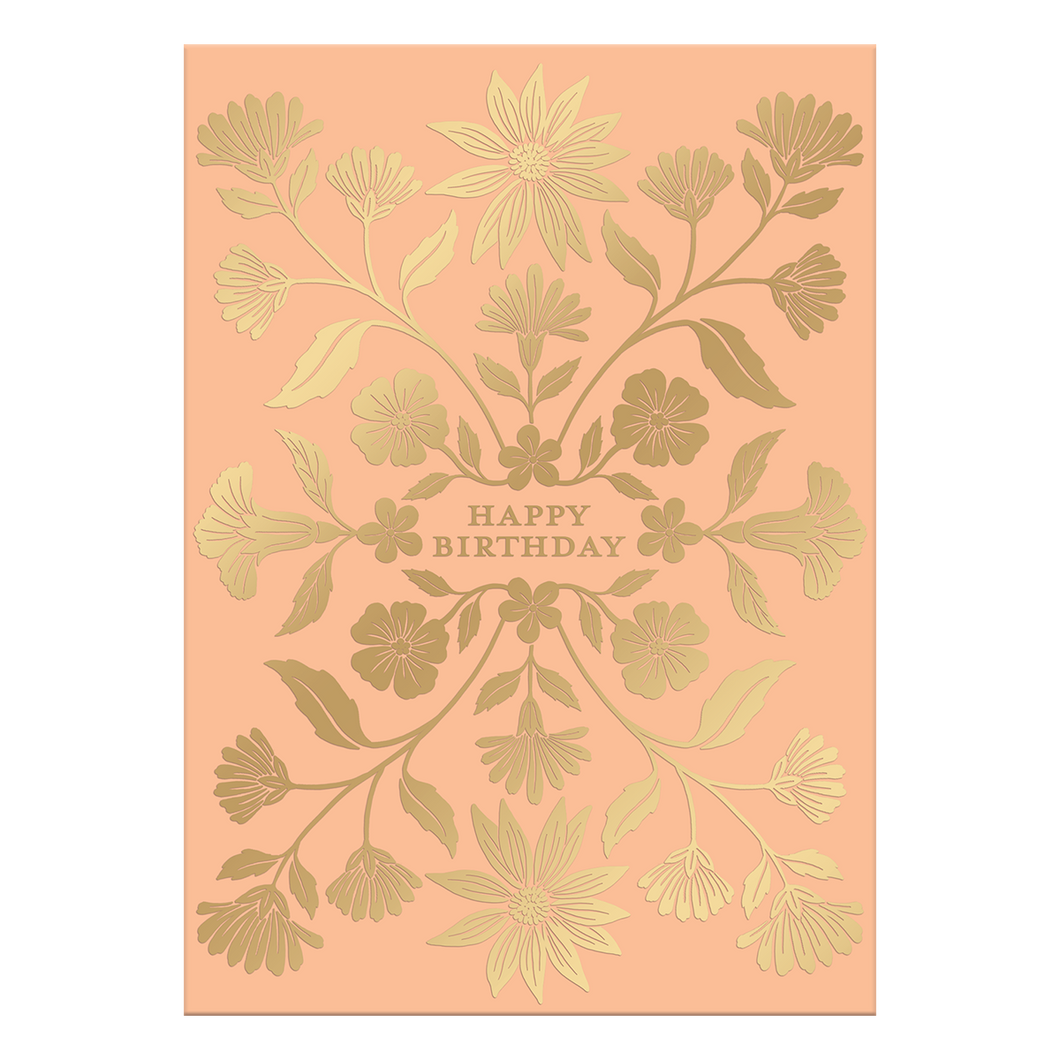 Gold Floral Birthday Card
