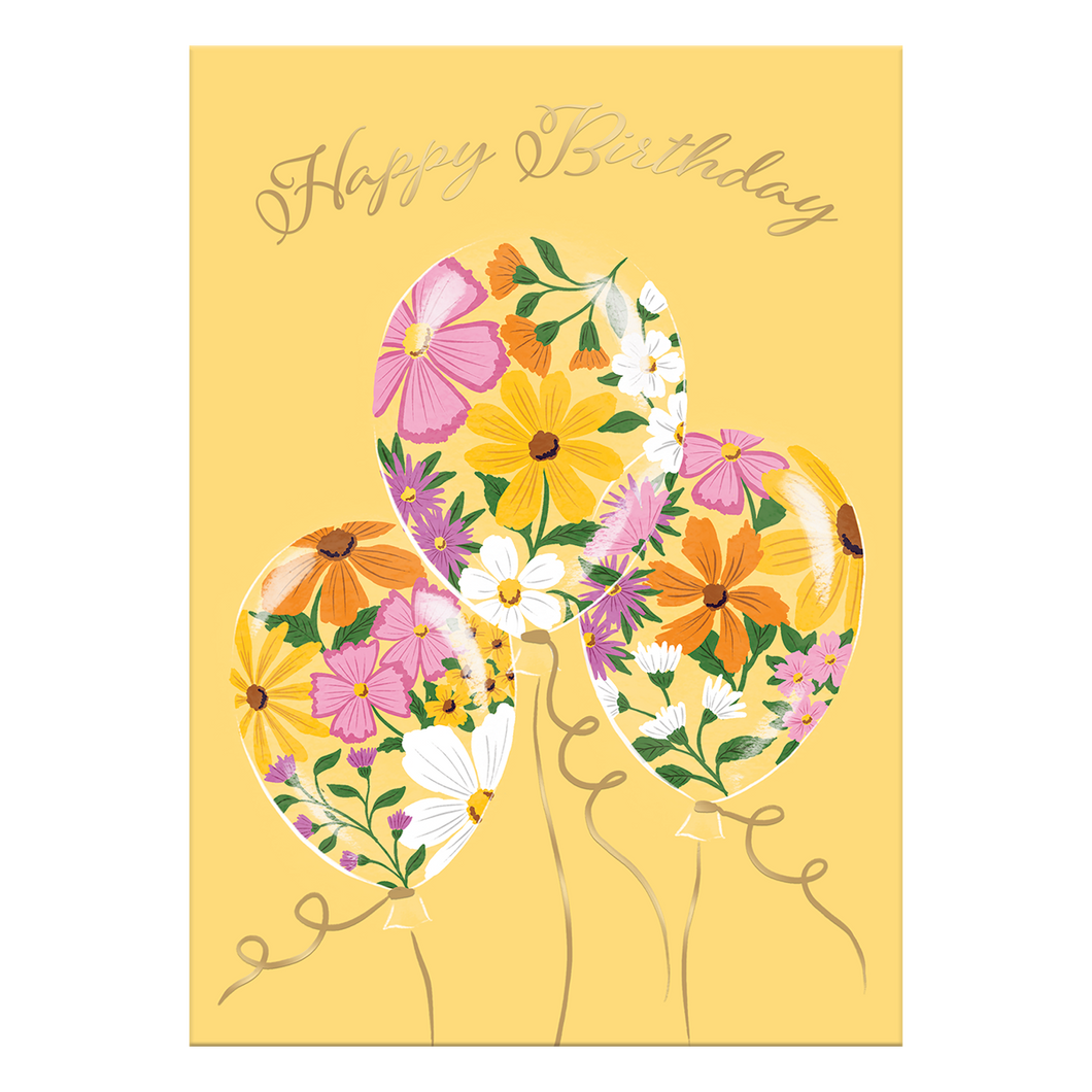 Floral Balloons Birthday Card