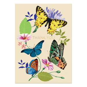 Vintage Floral Butterflies Thank You Card