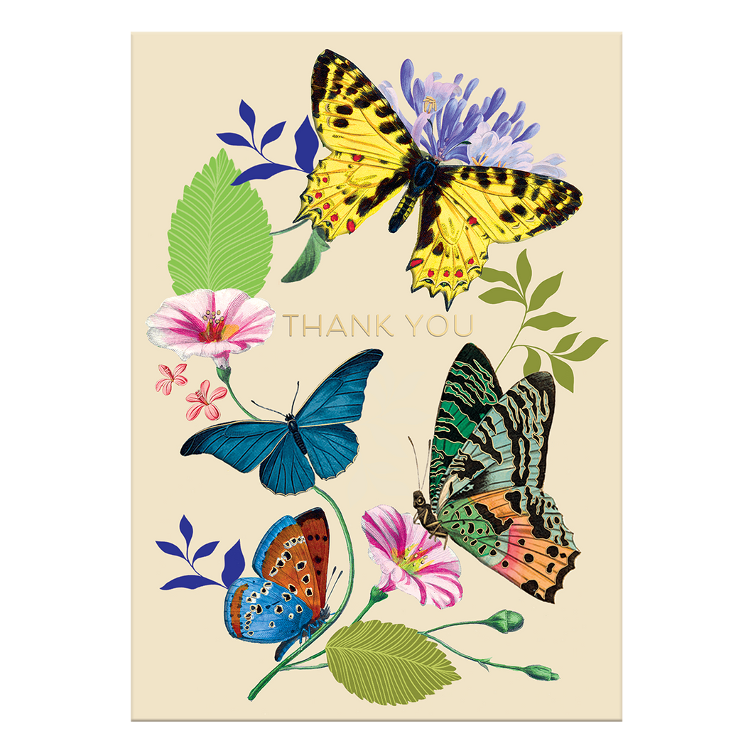 Vintage Floral Butterflies Thank You Card