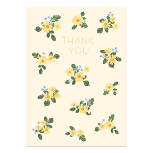 Yellow Blue Flowers Thank You Card