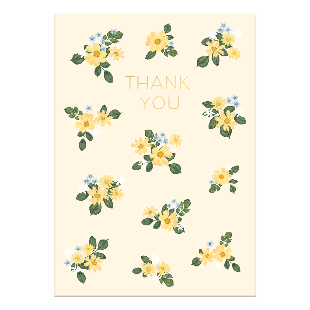 Yellow Blue Flowers Thank You Card
