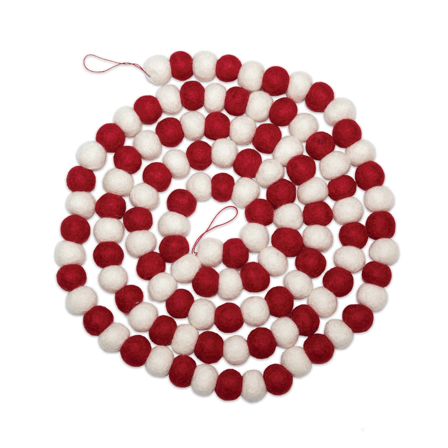 Red & White Chistmas Ball Garland