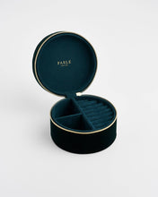 Load image into Gallery viewer, Nocturnal Garden Badger Embroidered Green Circle Jewellery Box
