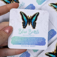Load image into Gallery viewer, Bluebottle Butterfly Enamel Pin
