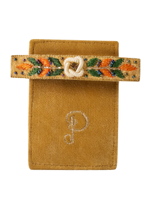 Mustard Floral Vine Embroidered Barette