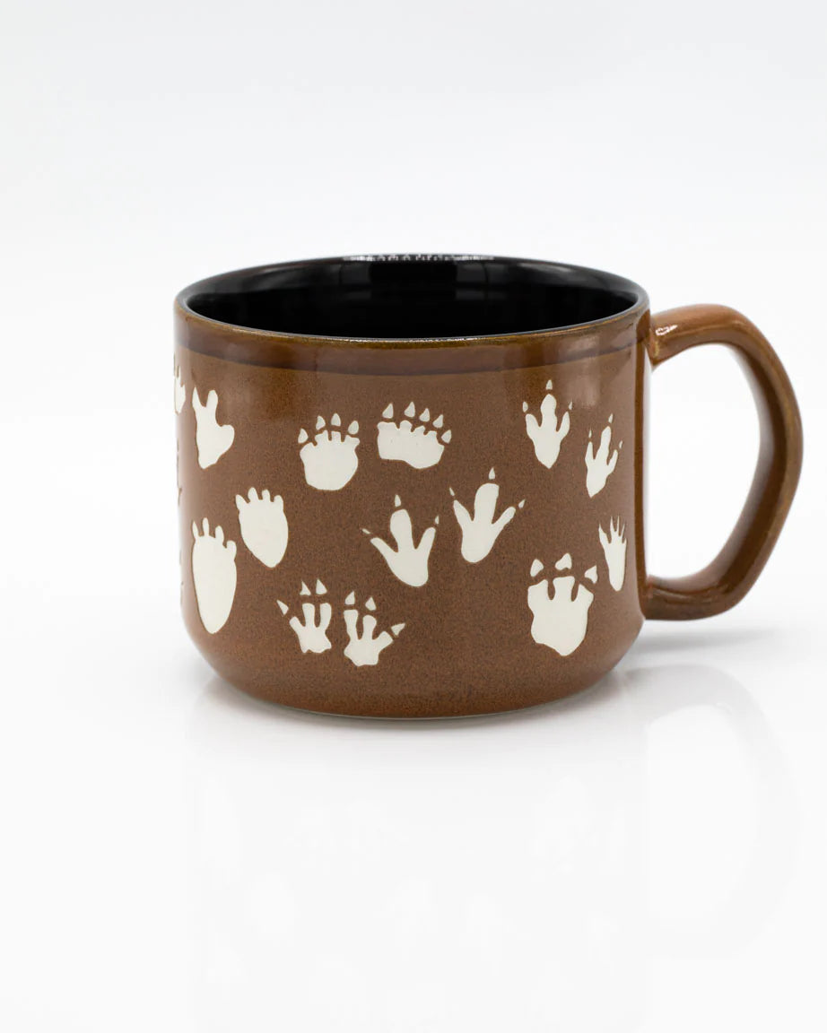 Dinosaur Footprints Hand Carved Ceramic Mug