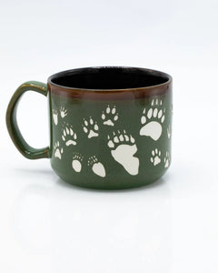 Animal Tracks Hand Carved Ceramic Mug