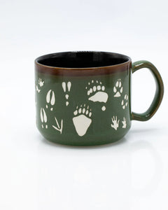 Animal Tracks Hand Carved Ceramic Mug
