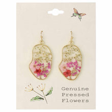 Load image into Gallery viewer, Rosy Cheeks Gold Dried Flower Earrings
