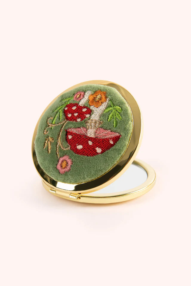 Toadstool Embroidered Compact Mirror – sbnature Store