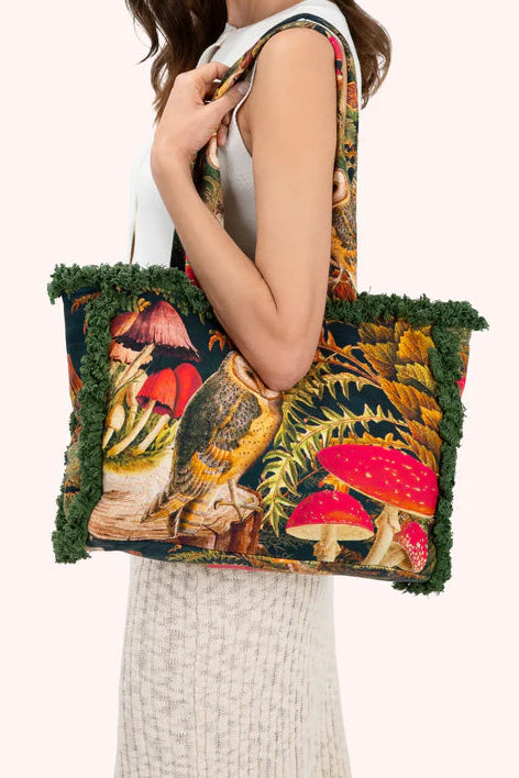 Woodland Owl Fringed Box Tote