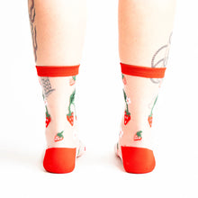Load image into Gallery viewer, Berry Cute Sheer Crew Socks
