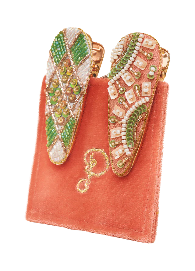 Sunny & Check Jewelled Hair Clips