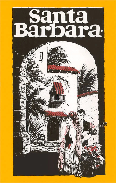 Travel Poster For Santa Barbara Postcard