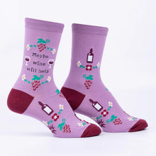 Load image into Gallery viewer, Maybe Wine Will Help Women's Crew Socks

