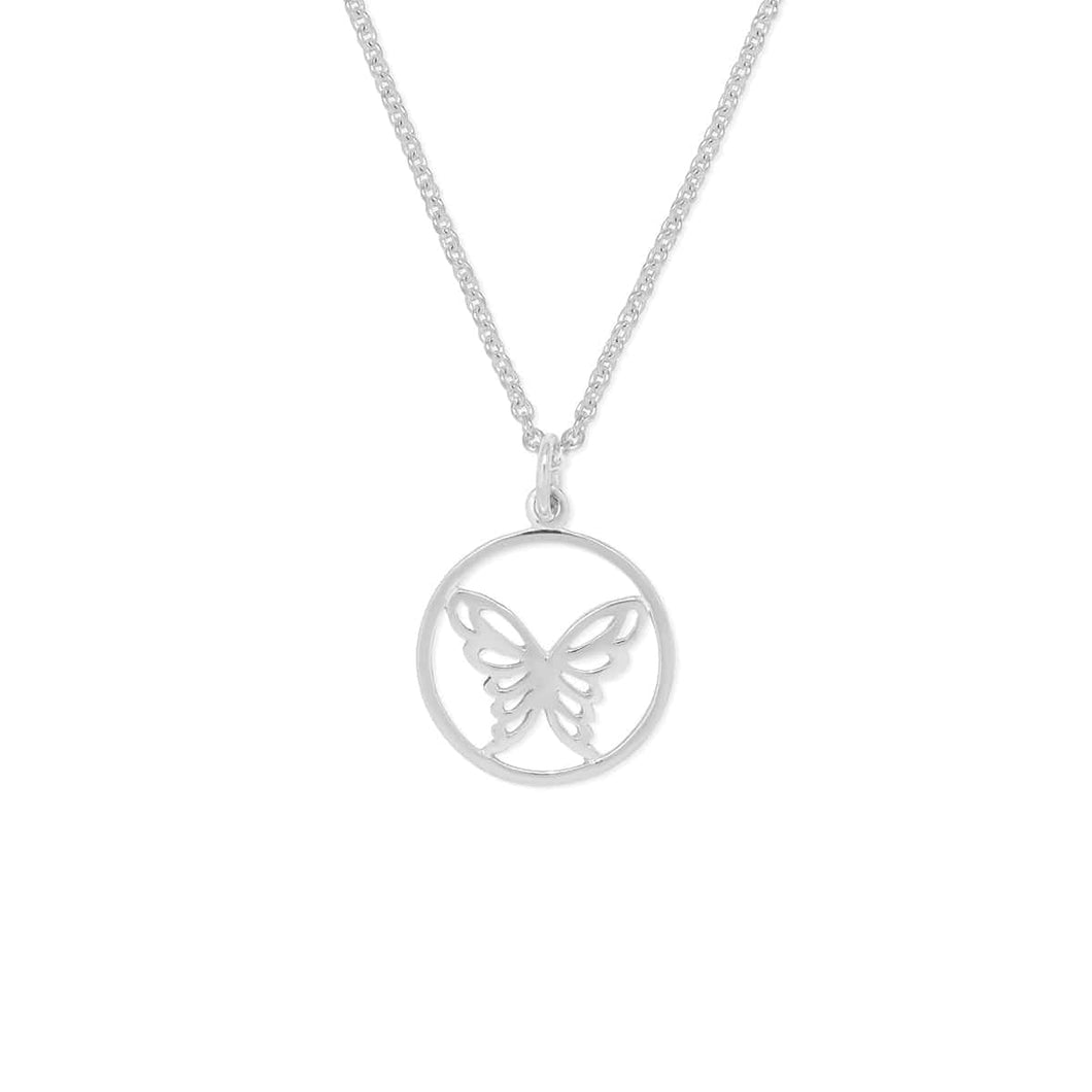 SS Butterfly in Circle Necklace