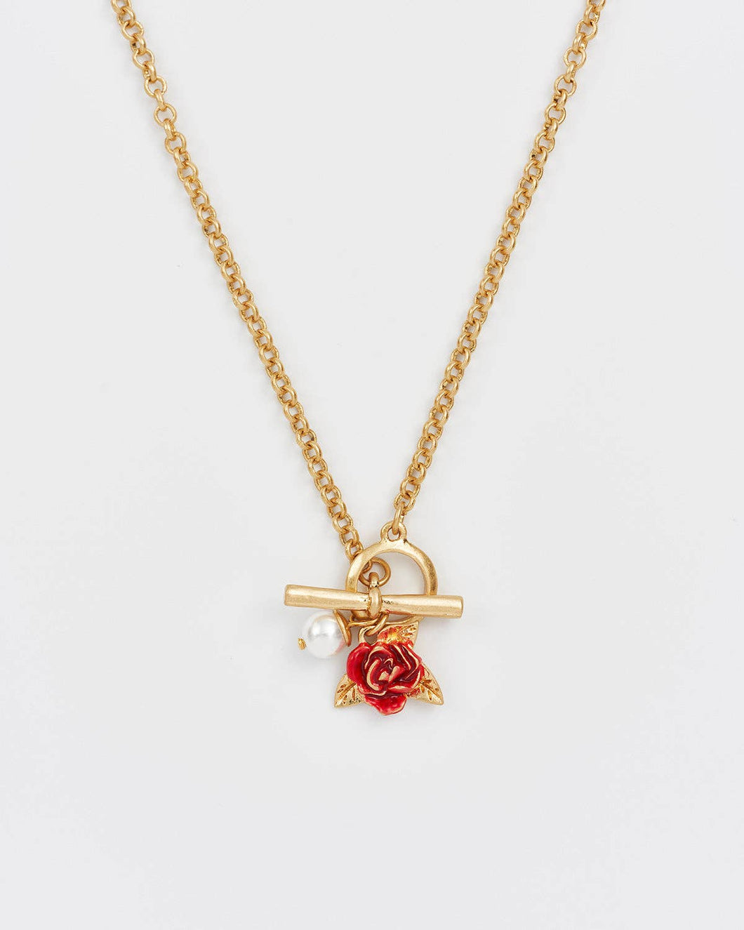English Rose Pearl Gold Chain Necklace