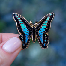 Load image into Gallery viewer, Bluebottle Butterfly Enamel Pin

