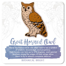 Load image into Gallery viewer, Great Horned Owl Enamel Pin
