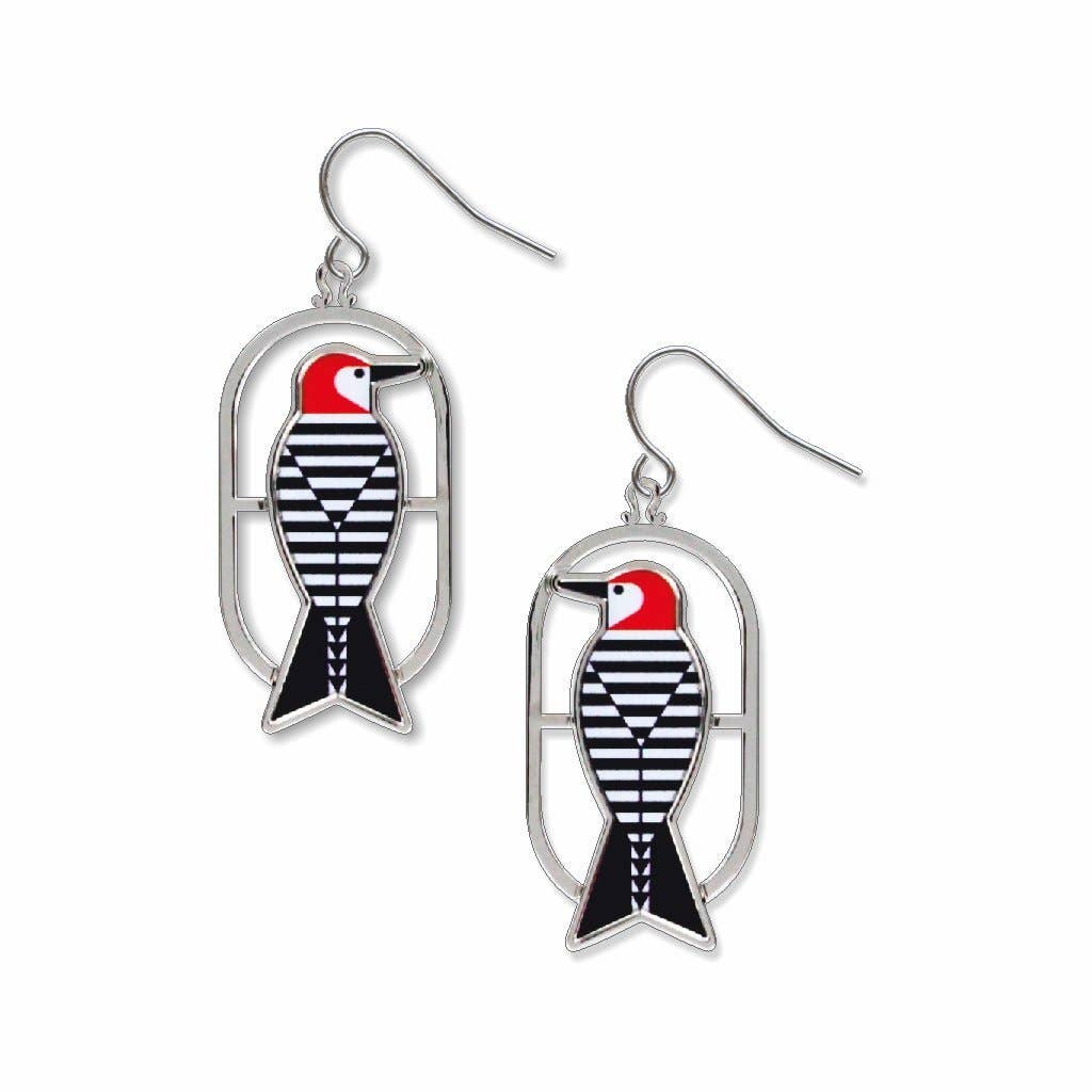 Charley Harper's Woodpecker Earrings