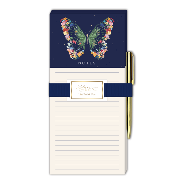 Garden Butterfly Magnetic List Pad w/ Pen