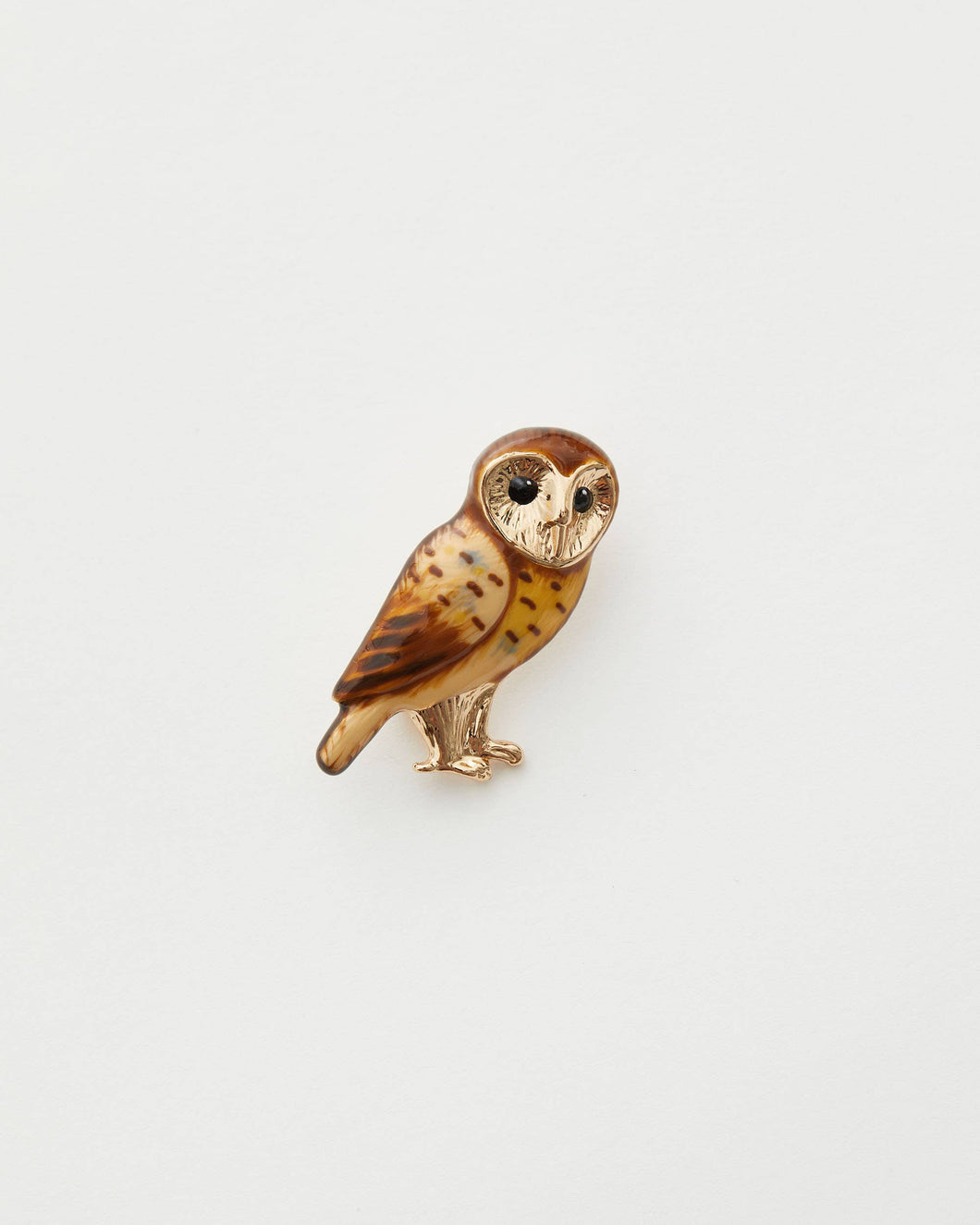 Enamel Barn Owl Brooch