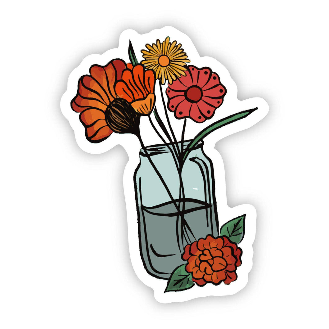 Orange Flowers in Glass Sticker