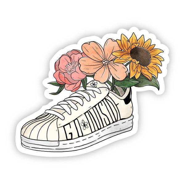Go Outside Floral Shoe Sticker