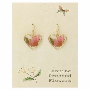 Dried Flower Heart Earrings