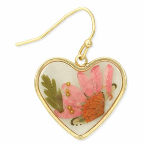Dried Flower Heart Earrings