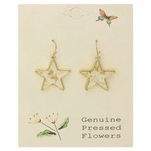 Load image into Gallery viewer, Cottage Floral Dried Flower Star Earrings
