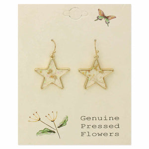 Cottage Floral Dried Flower Star Earrings